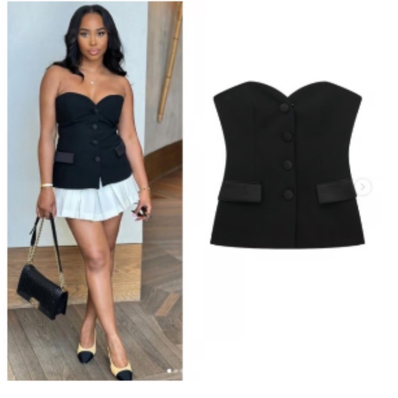 Zara Black Strapless Tailored Bustier - Picture 2 of 16
